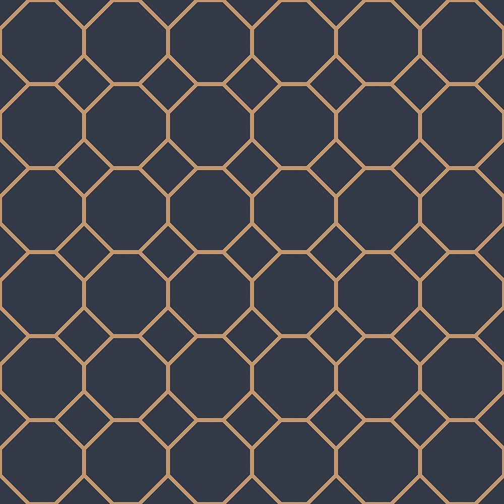 Bee Hive tapet med grafiskt mönster i blå. Från kollektionen Just Kitchens. Nonwoven-material med rak passning.