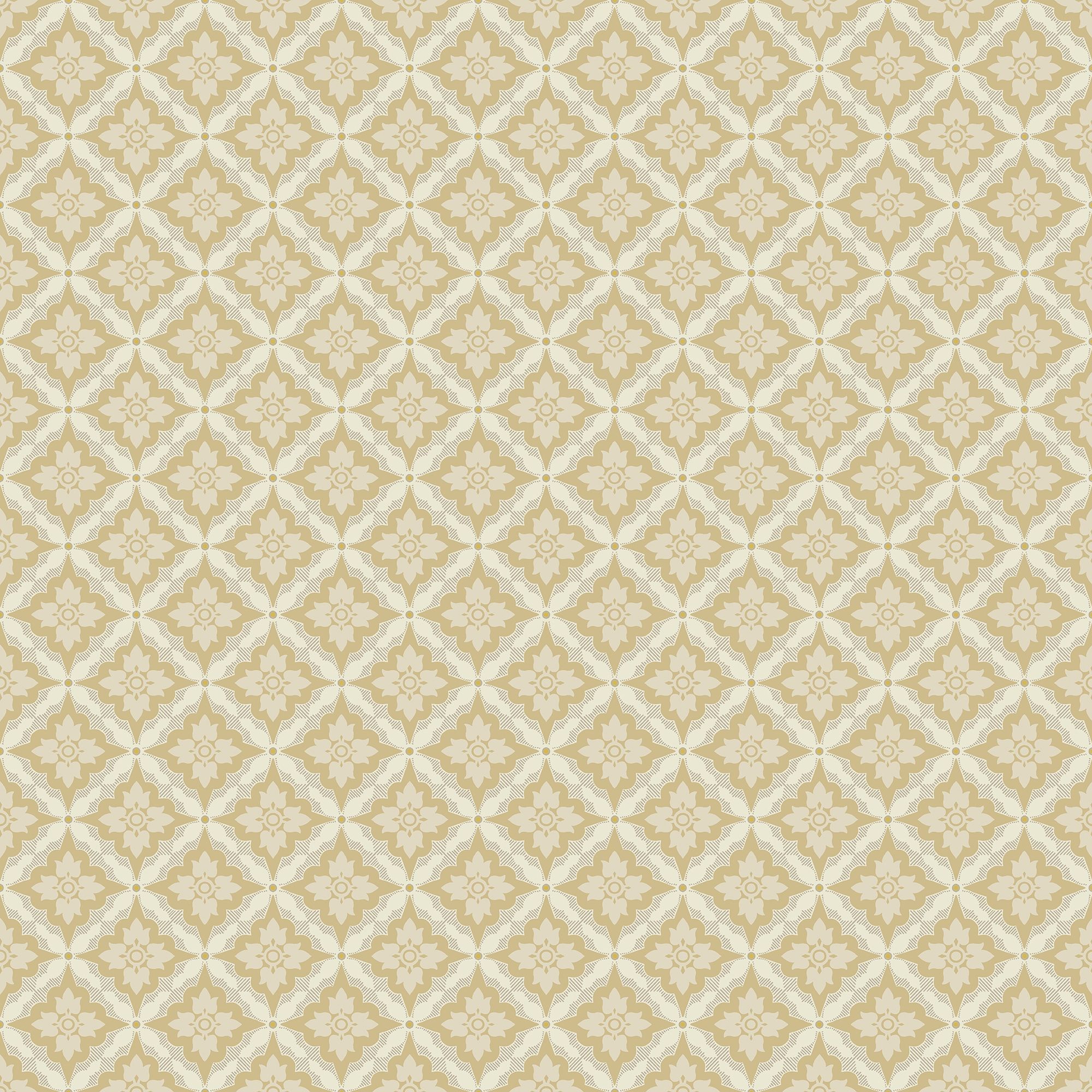 Ingrid Gul tapet med geometriskt mönster i gul. Från kollektionen Gammalsvenska klassiker 1850–1950. Nonwoven-material med rak passning. Passar i vardagsrum och matsal.