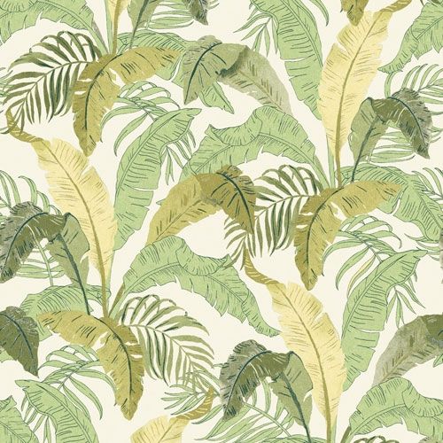 Botanic greenery tapet med botaniskt mönster i grön. Från kollektionen lotus. Nonwoven-material med rak passning.