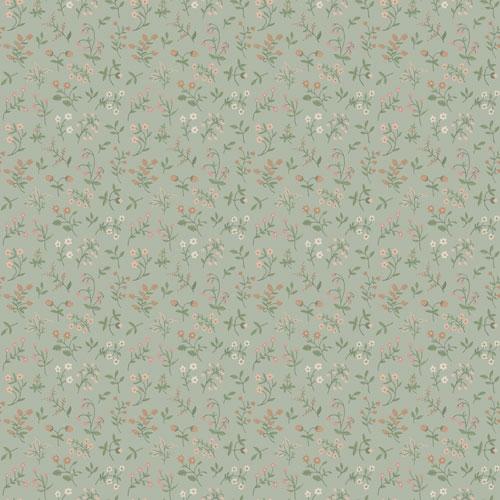 Josefin tapet från Midbec med blommigt mönster i grön. Från kollektionen Havsblick. Nonwoven-material med rak passning.