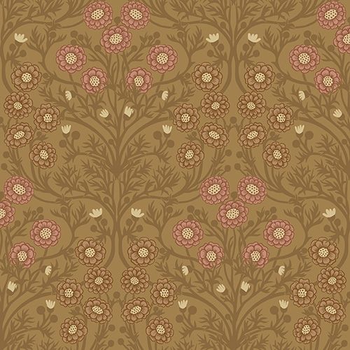 Bellis små blommor, ljusbrun tapet från Midbec med blommigt mönster i brun. Från kollektionen Ekbacka. Nonwoven-material med förskjuten passning.