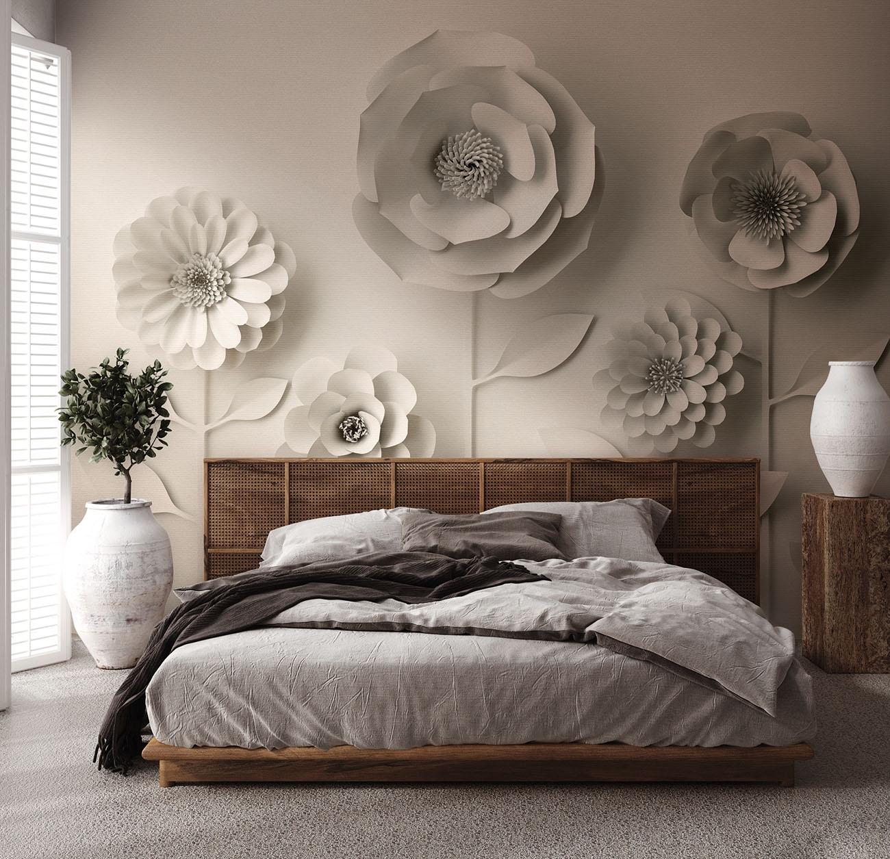 Graphics tapet med grafiskt mönster i vit och beige. Från kollektionen The Wall. Nonwoven-material. Passar i vardagsrum och matsal.