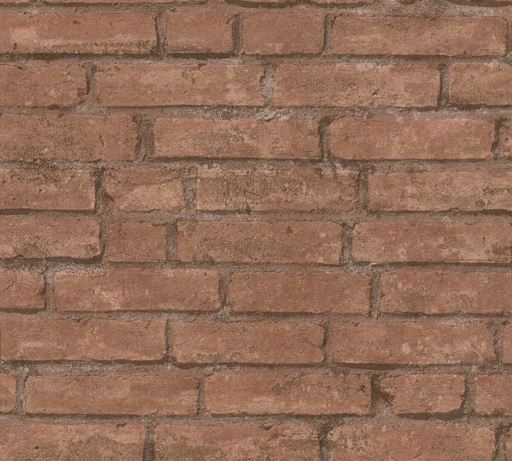 classic stone, strukturtapet i brun tapet med tegelsten mönster i brun. Från kollektionen best of wood n stone 2. Nonwoven-material med förskjuten passning. Passar i vardagsrum och matsal.