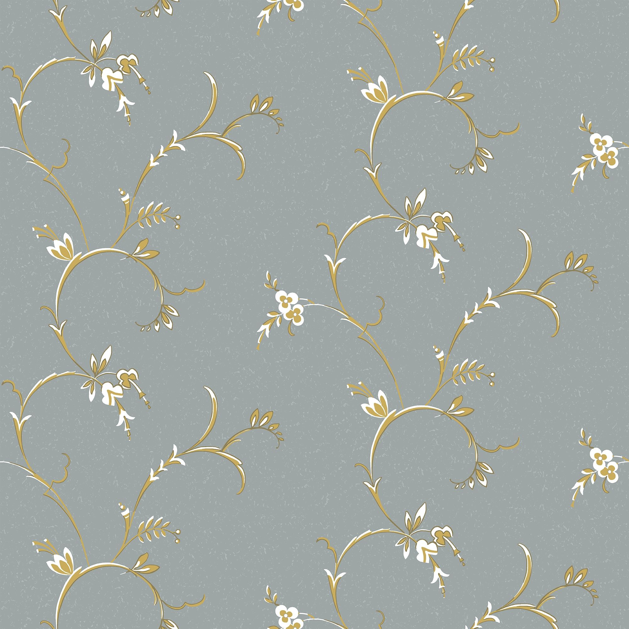 Ekbacken Blå tapet med blommigt mönster i blå. Från kollektionen Gammalsvenska klassiker 1850–1950. Nonwoven-material med rak passning.