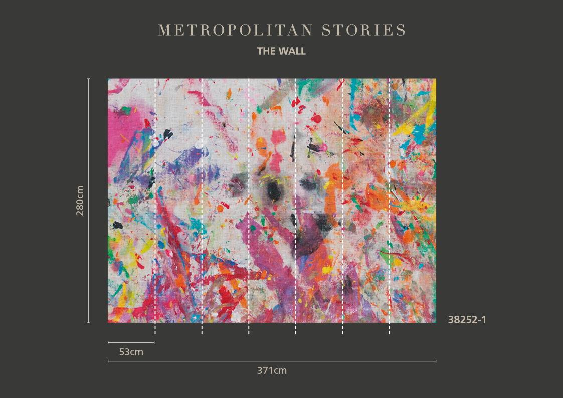 Eyecatcher tapet med illustration, grafiskt mönster i lila. Från kollektionen The Wall. Nonwoven-material. Passar i vardagsrum och matsal.