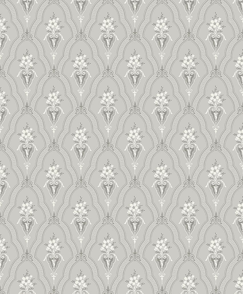 Klädesholmen tapet med trellis mönster i grå. Från kollektionen Alla Tiders Hus. Nonwoven-material med förskjuten passning. Passar i vardagsrum, matsal och kök.