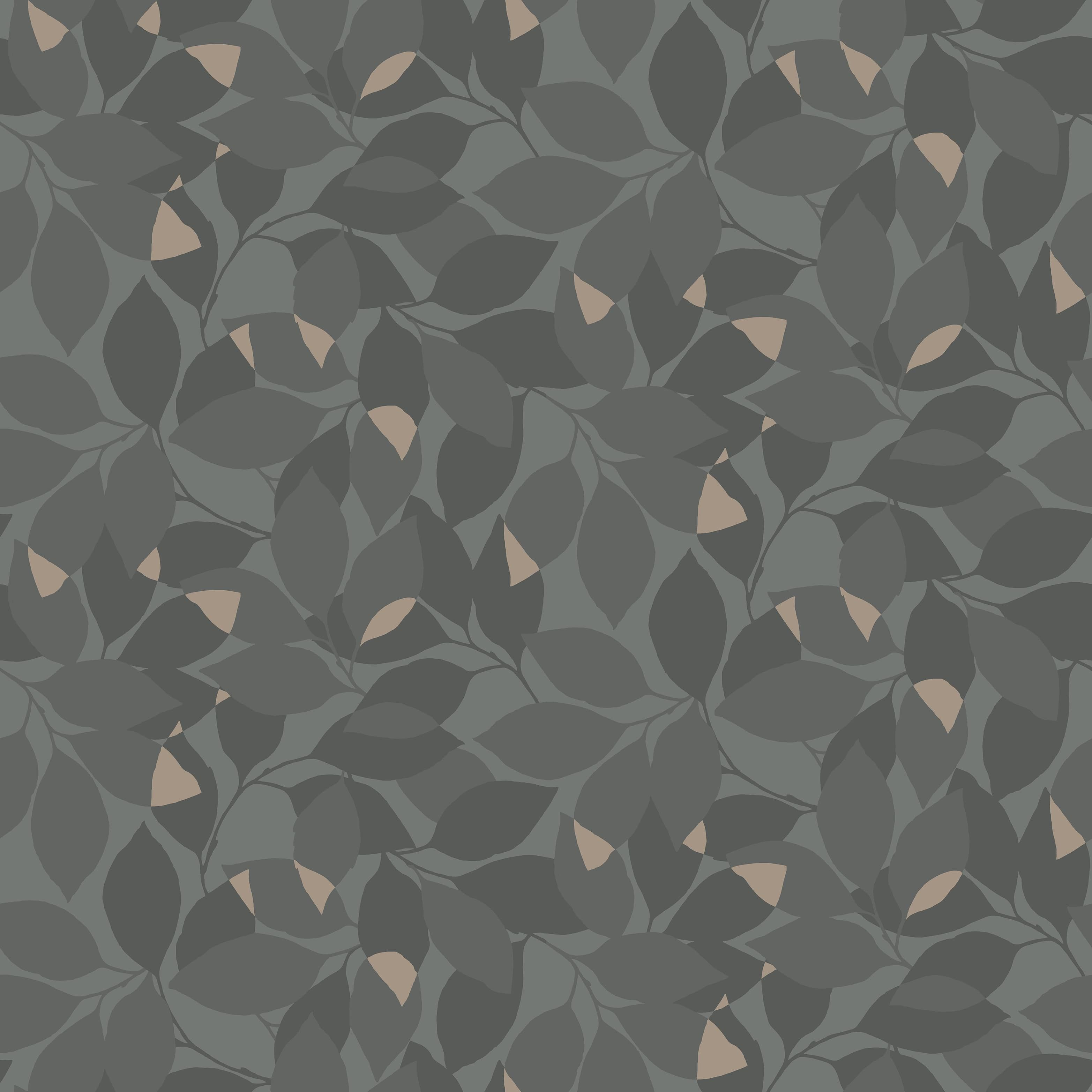 Augusti, svart tapet med botaniskt mönster i svart. Från kollektionen Blommor & Blad. Nonwoven-material med rak passning.