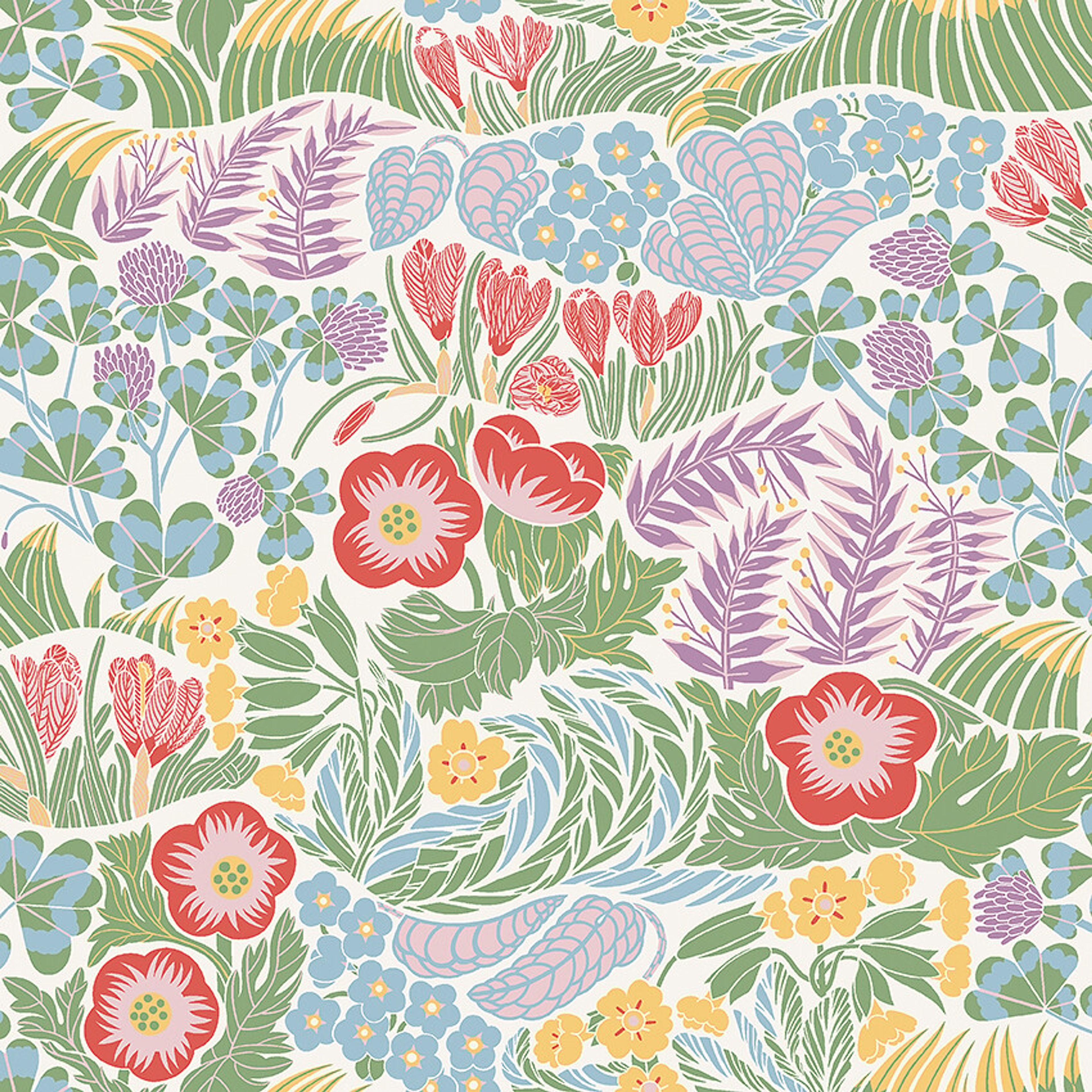 Rabatt tapet med botaniskt, blommigt mönster i vit. Från kollektionen New Heritage. Nonwoven-material med förskjuten passning. Passar i vardagsrum, matsal och kök.