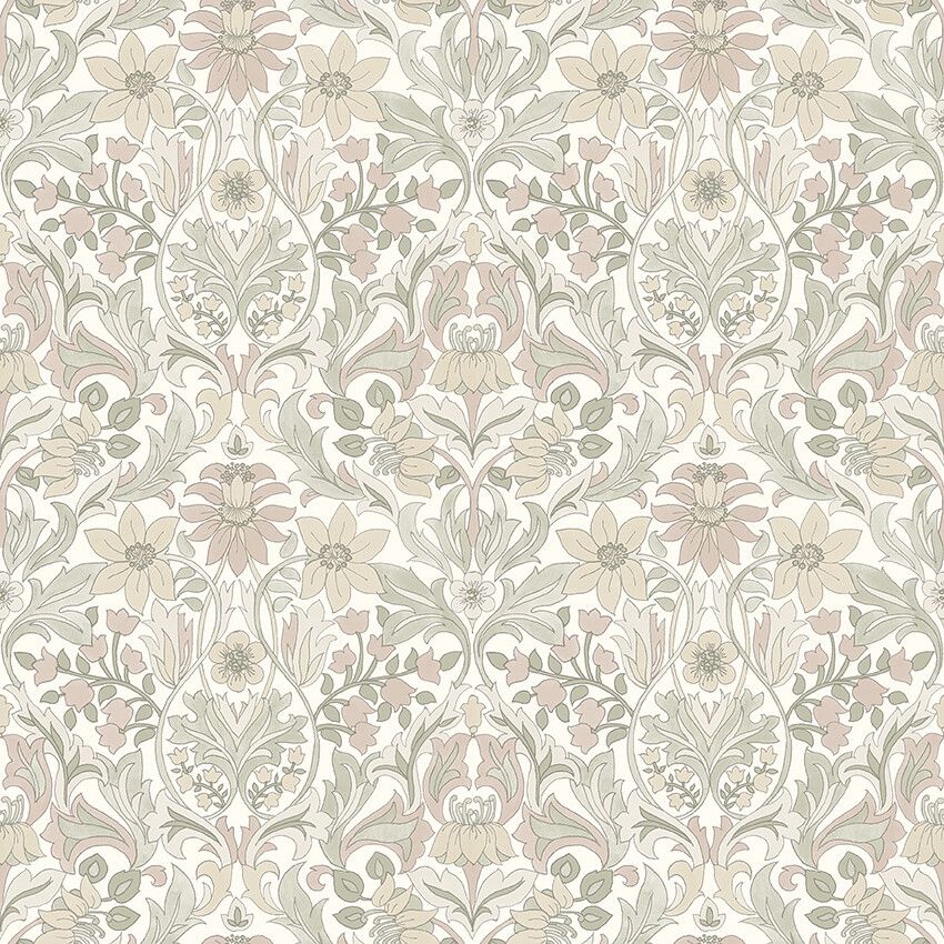 Blomsterfröjd tapet med blommigt mönster i beige. Från kollektionen timeless traditions. Nonwoven-material med rak passning.