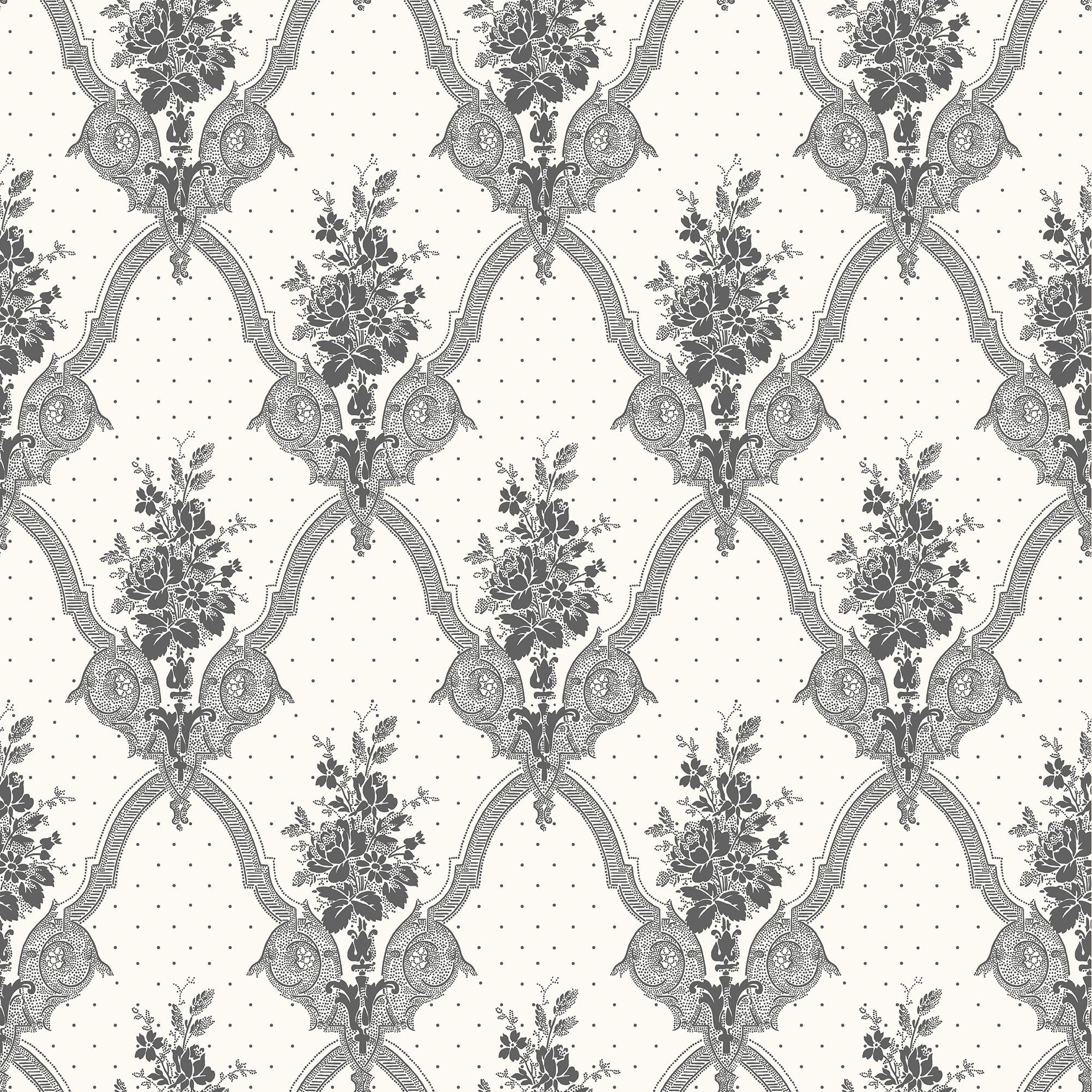 Magasinet, Svart tapet från duro med medaljonger mönster i svart. Från kollektionen Gammalsvenska QuickUp. Nonwoven-material med rak passning.