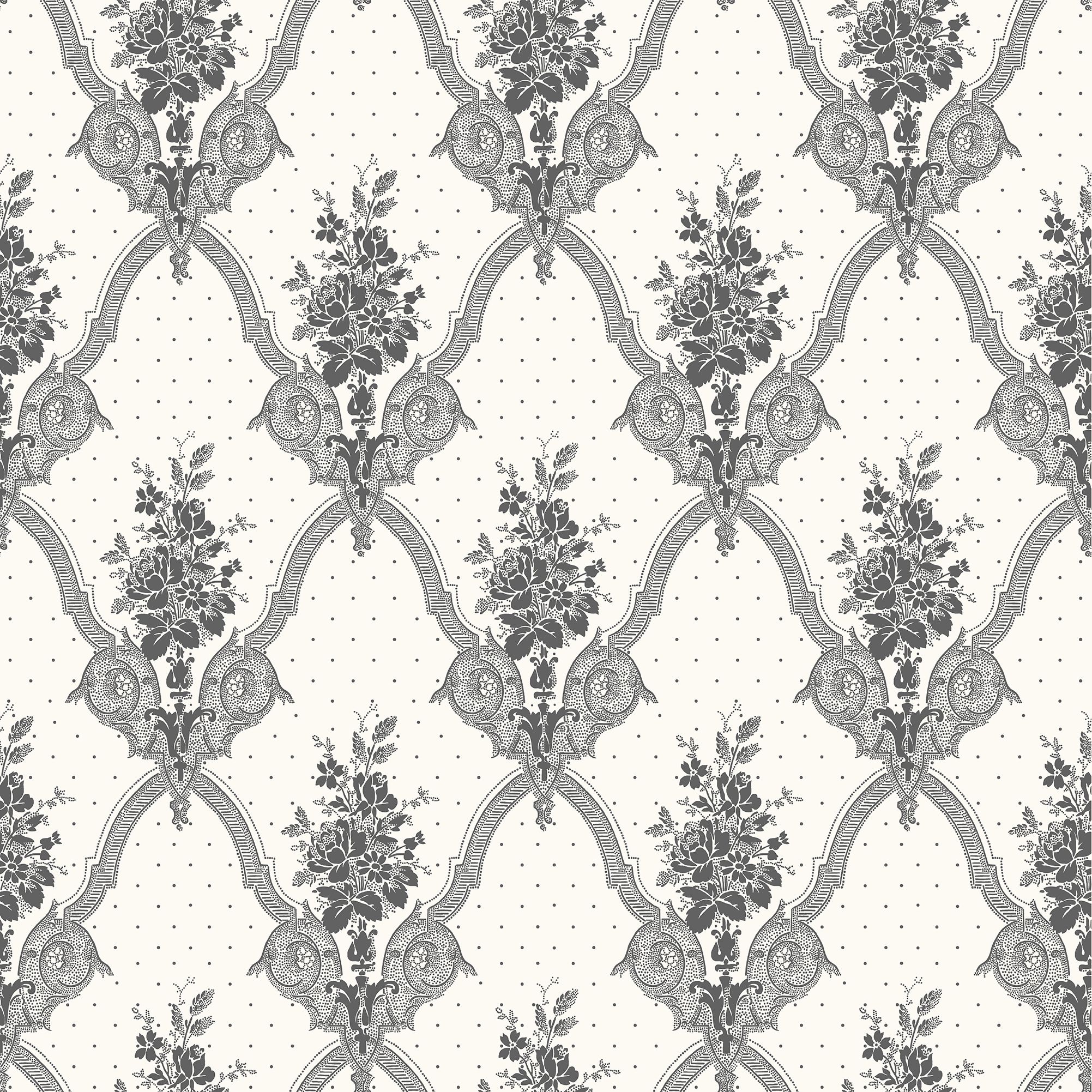 Magasinet, Svart tapet från duro med medaljonger mönster i svart. Från kollektionen Gammalsvenska QuickUp. Nonwoven-material med rak passning.