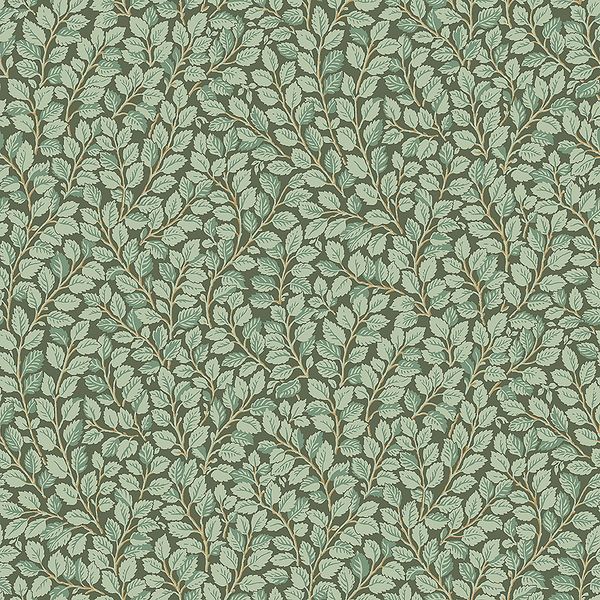 Hazel småbladig, grön tapet från Boråstapeter med botaniskt mönster i grön. Från kollektionen Falsterbo III. Nonwoven-material med rak passning.