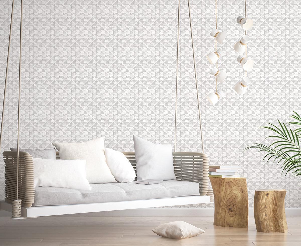 Block Print tapet i grå tapet med rutigt mönster i grå. Från kollektionen bazaar. Nonwoven-material med rak passning. Passar i vardagsrum och matsal.