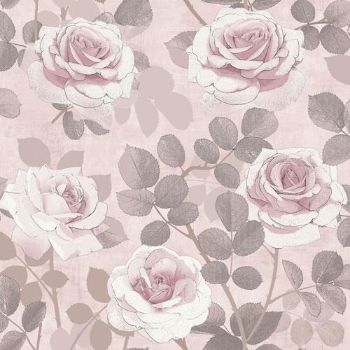 Solitär rosor, rosa tapet från Midbec med blommigt mönster i rosa. Från kollektionen Solitär. Nonwoven-material med förskjuten passning. Passar i vardagsrum, sovrum och matsal.