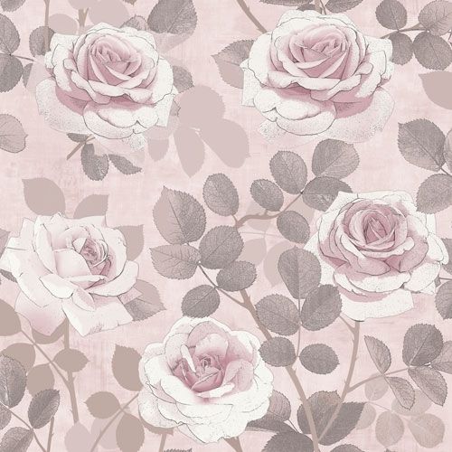 Solitär rosor, rosa tapet från Midbec med blommigt mönster i rosa. Från kollektionen Solitär. Nonwoven-material med förskjuten passning. Passar i vardagsrum, sovrum och matsal.