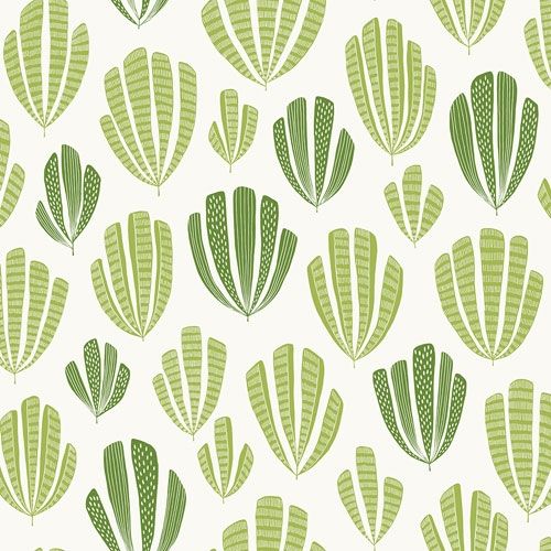 Hoja Spring tapet från Midbec med botaniskt, retro mönster i vit. Från kollektionen Kinfolk. Nonwoven-material med förskjuten passning.