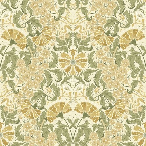 Öjvind tapet med blommigt mönster i gul och beige. Från kollektionen hjärterum. Nonwoven-material med rak passning.