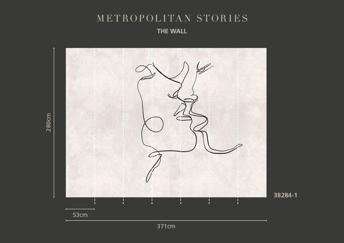 Graphics tapet med grafiskt mönster i grå. Från kollektionen The Wall. Nonwoven-material. Passar i vardagsrum och matsal.