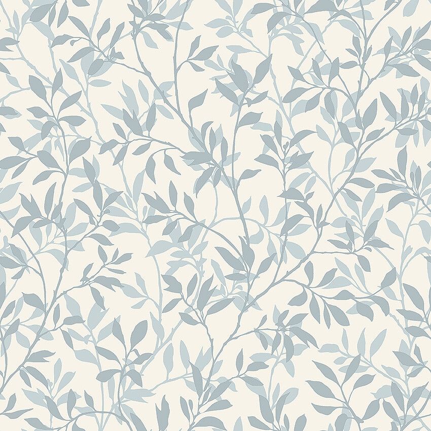 Borosan 21 8604 tapet med botaniskt mönster i blå. Från kollektionen Borosan 21. Papper-material med rak passning.