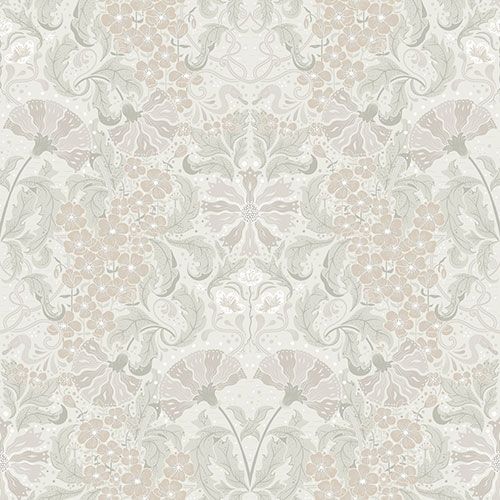 Öjvind tapet med blommigt mönster i lila. Från kollektionen hjärterum. Nonwoven-material med rak passning.