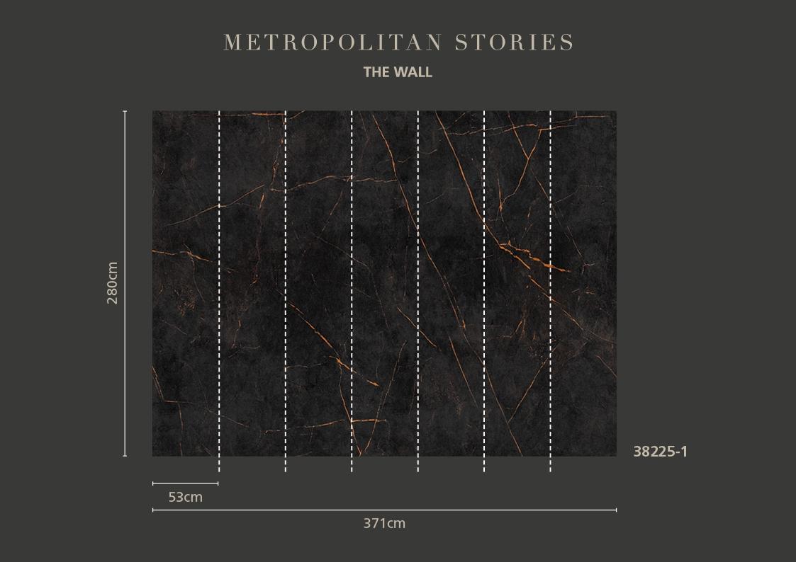 Backgrounds & Stuctures tapet med botaniskt mönster i svart. Från kollektionen The Wall. Nonwoven-material. Passar i vardagsrum och matsal.