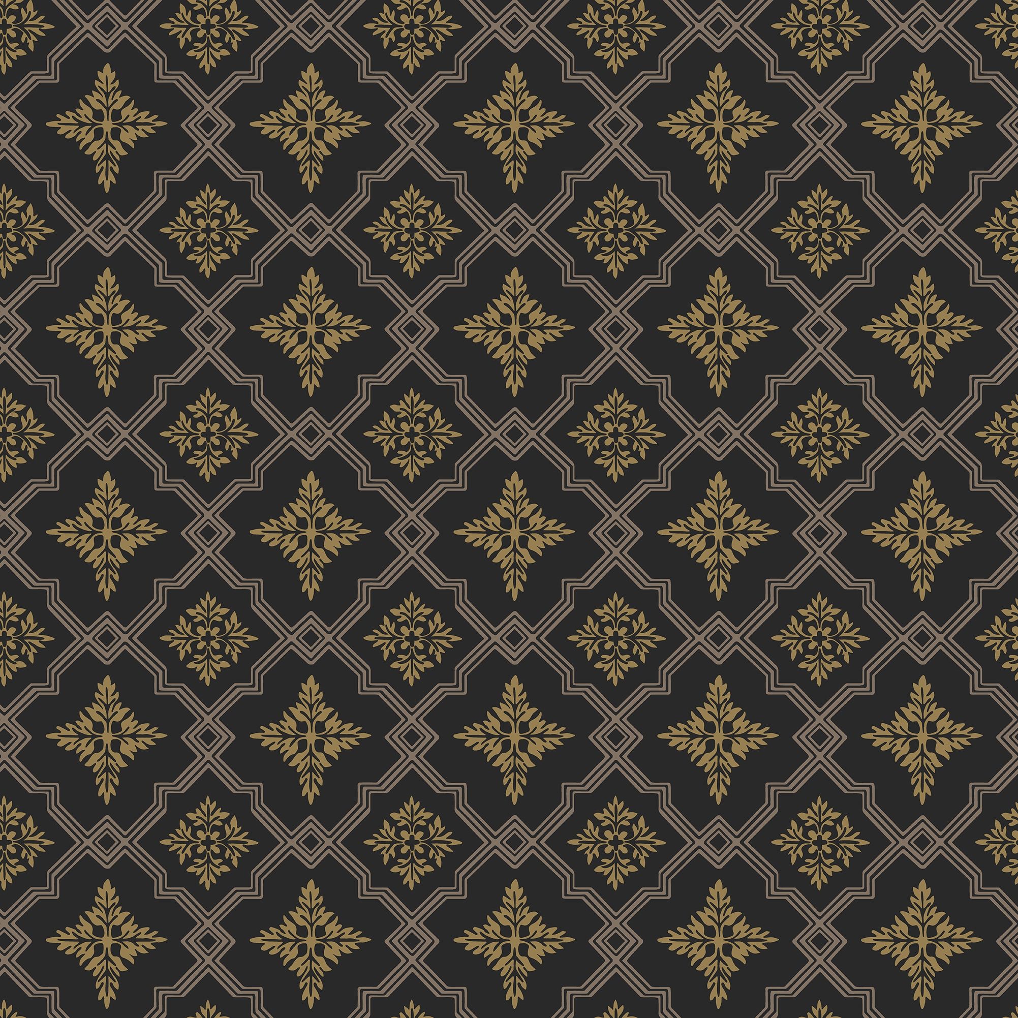 Börsjö, Svart tapet från duro med rutigt mönster i svart och guld. Från kollektionen Gammalsvenska QuickUp. Nonwoven-material med rak passning. Lyx-stil.