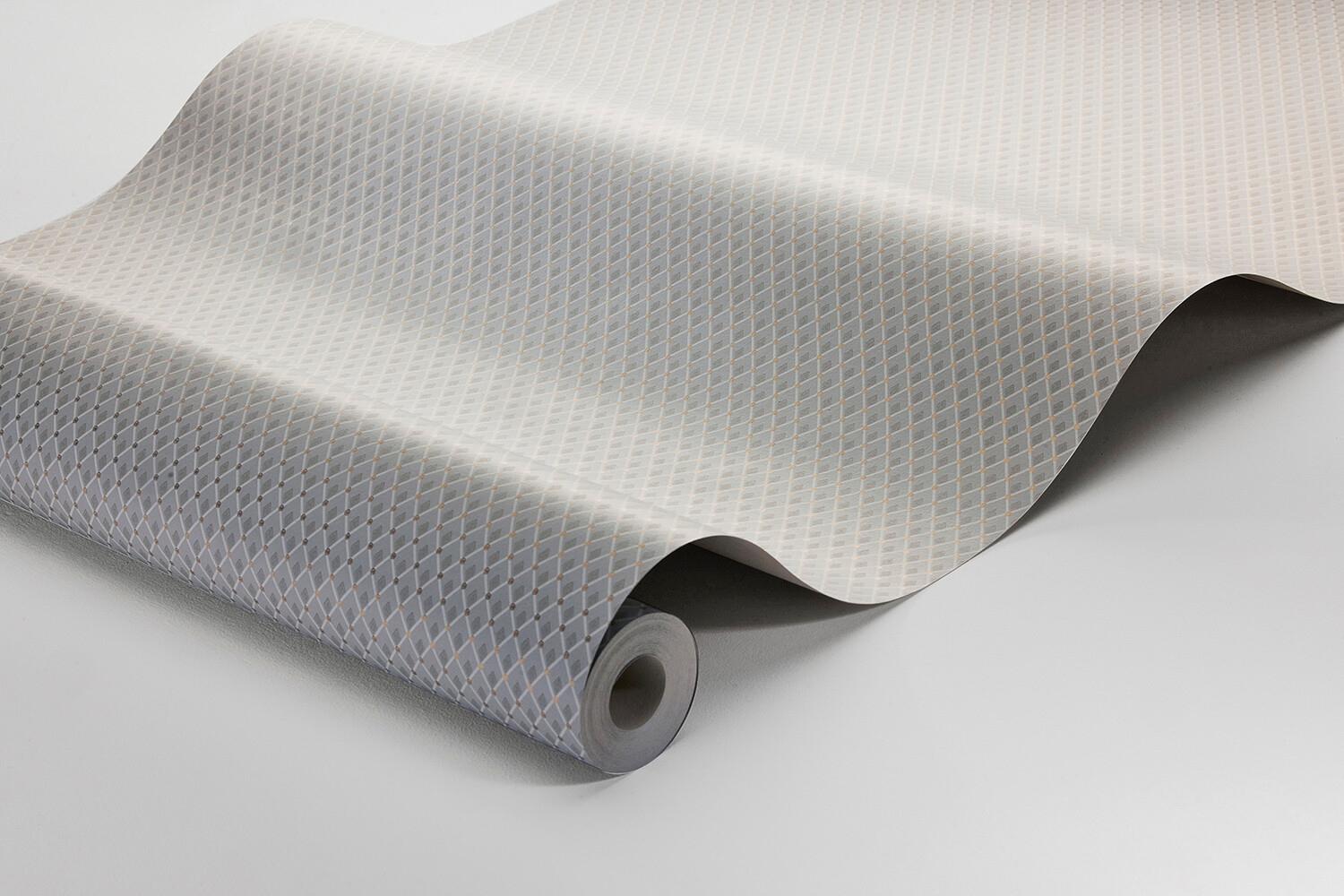 Fredrika tapet med trellis mönster i grå och beige. Från kollektionen timeless traditions. Nonwoven-material med rak passning.