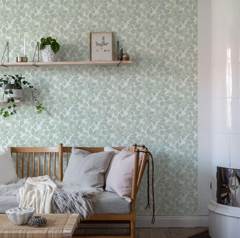 grön tapet blommor och blad från duro