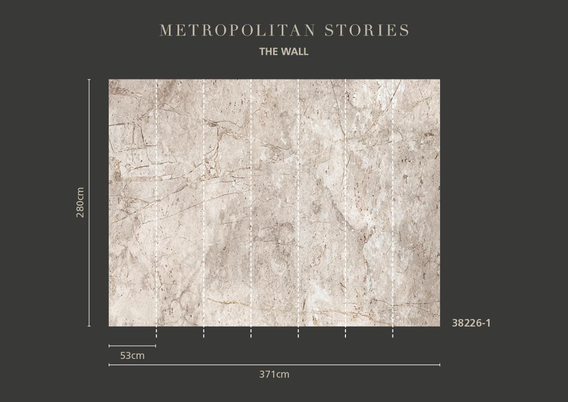 Backgrounds & Stuctures tapet med tegelsten mönster i beige. Från kollektionen The Wall. Nonwoven-material. Passar i vardagsrum och matsal.