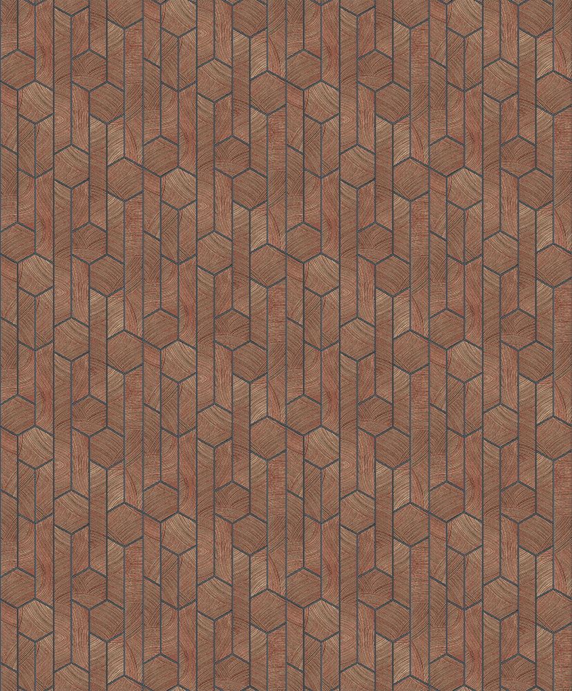 Kantha Rust tapet med geometriskt mönster i brun. Från kollektionen Summer. Nonwoven-material med rak passning.