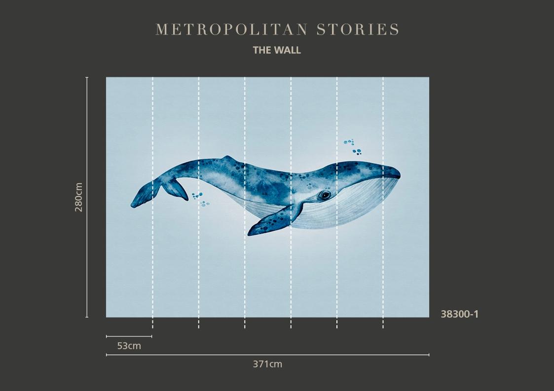 Kids tapet med lekfullt mönster i blå. Från kollektionen The Wall. Nonwoven-material. Passar i barnrum.