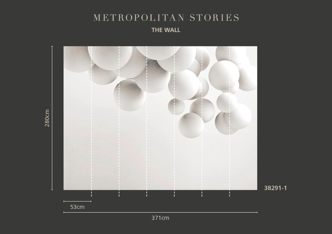 Graphics tapet med grafiskt mönster i vit. Från kollektionen The Wall. Nonwoven-material. Passar i vardagsrum och matsal.