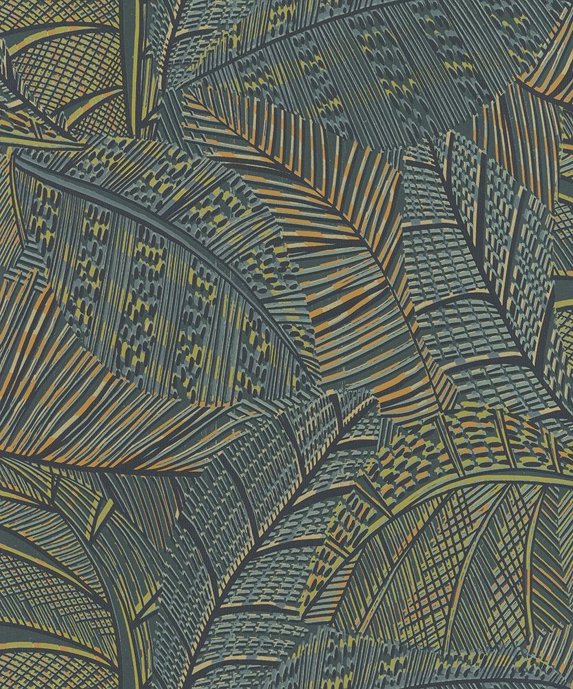 Leaf tapet med botaniskt mönster i blå. Från kollektionen Toscana. Nonwoven-material med förskjuten passning.