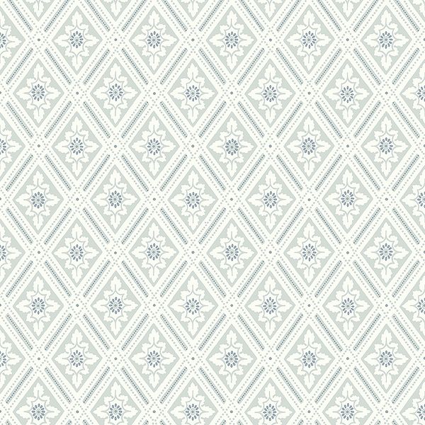 Ester mönsterbild trellis, vit/grågrön tapet från Boråstapeter med rutigt, geometriskt, trellis mönster i grå. Från kollektionen Falsterbo III. Nonwoven-material med rak passning.