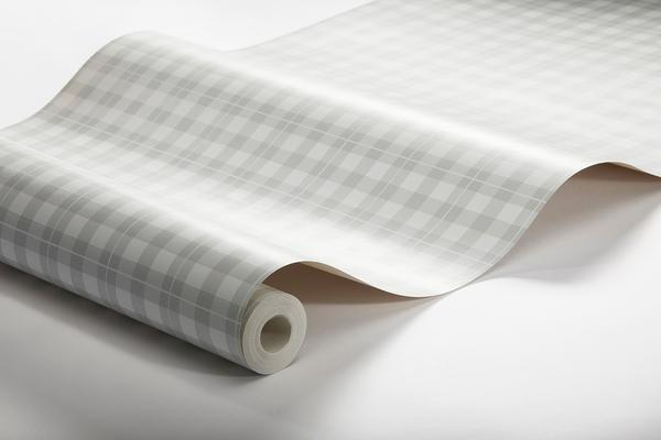 Frida tapet från Boråstapeter med rutigt mönster i grå. Från kollektionen Falsterbo III. Nonwoven-material med rak passning.