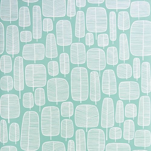 Little Trees tapet med grafiskt mönster i turkos. Från kollektionen signature. Nonwoven-material med rak passning.