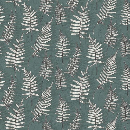 Stensöta tapet med botaniskt mönster i grön. Från kollektionen skogsgläntan. Nonwoven-material med rak passning. Passar i vardagsrum, sovrum och matsal.