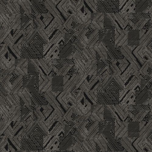 Manu Night tapet tapet från Midbec med geometriskt mönster i silver och grå. Från kollektionen Tribute. Nonwoven-material med rak passning. Passar i vardagsrum, matsal och hall.