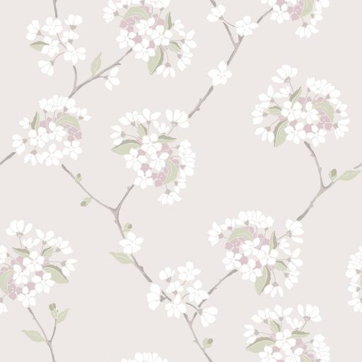 Körsbär, Beige tapet från duro med blommigt mönster i beige. Från kollektionen Natur. Nonwoven-material med rak passning. Country-stil.