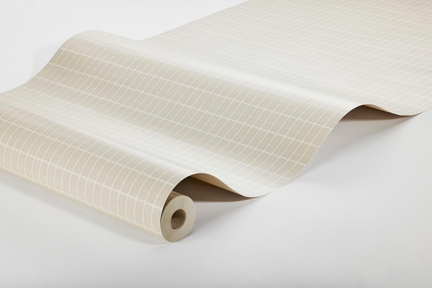 Alvar Aalto M.I.T tapet med rutigt, retro mönster i beige. Från kollektionen Scandinavian Designers III. Nonwoven-material med rak passning.
