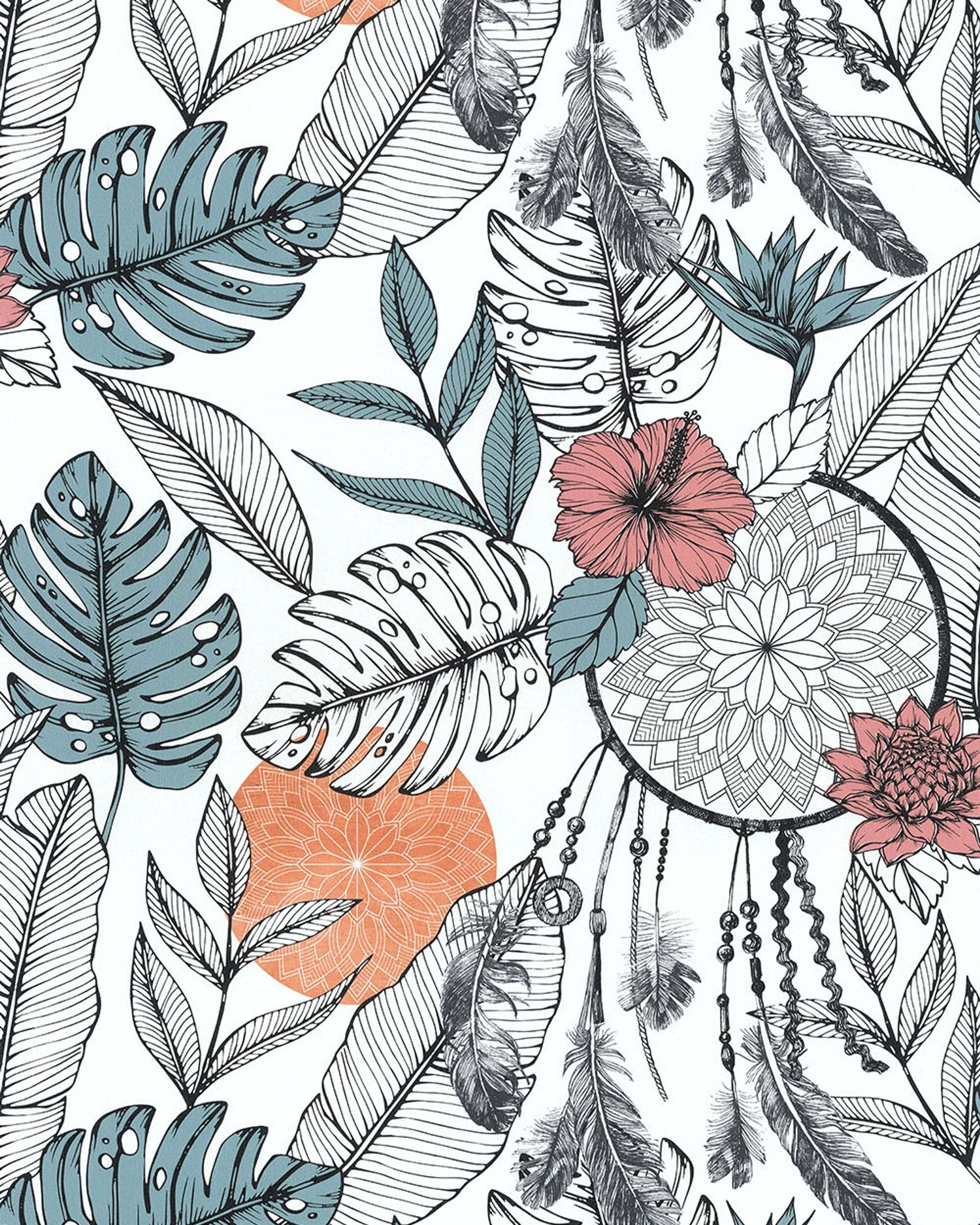 attrape reves orange tapet med djur mönster i grå. Från kollektionen les aventures. Nonwoven-material med förskjuten passning. Passar i vardagsrum och matsal.