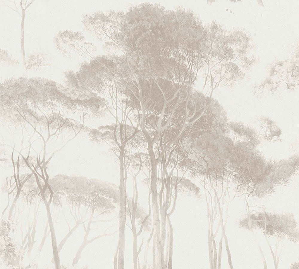 Treetops, strukturtapet i beige tapet med djur mönster i beige. Från kollektionen history of art. Nonwoven-material med förskjuten passning. Passar i vardagsrum och matsal.