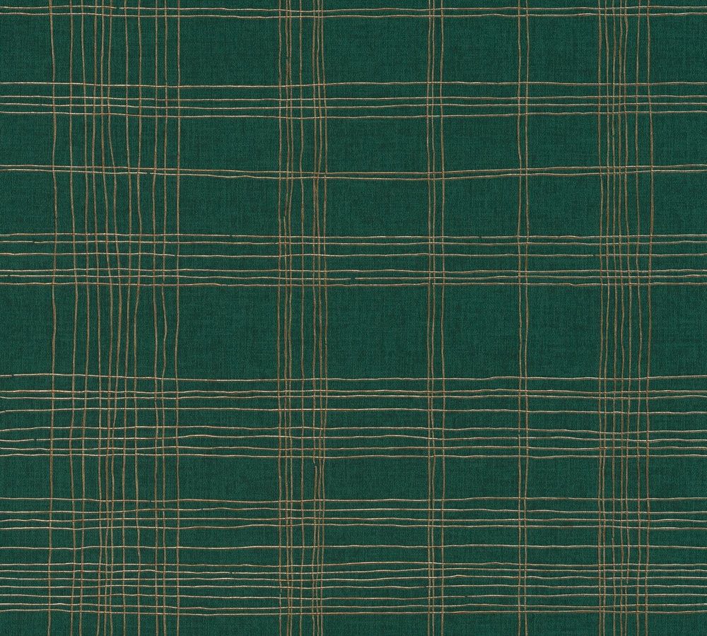 Ava - New York strukturtapet i grön och guld tapet med rutigt mönster i grön. Från kollektionen metropolitan stories 2. Nonwoven-material med rak passning. Passar i vardagsrum och matsal.