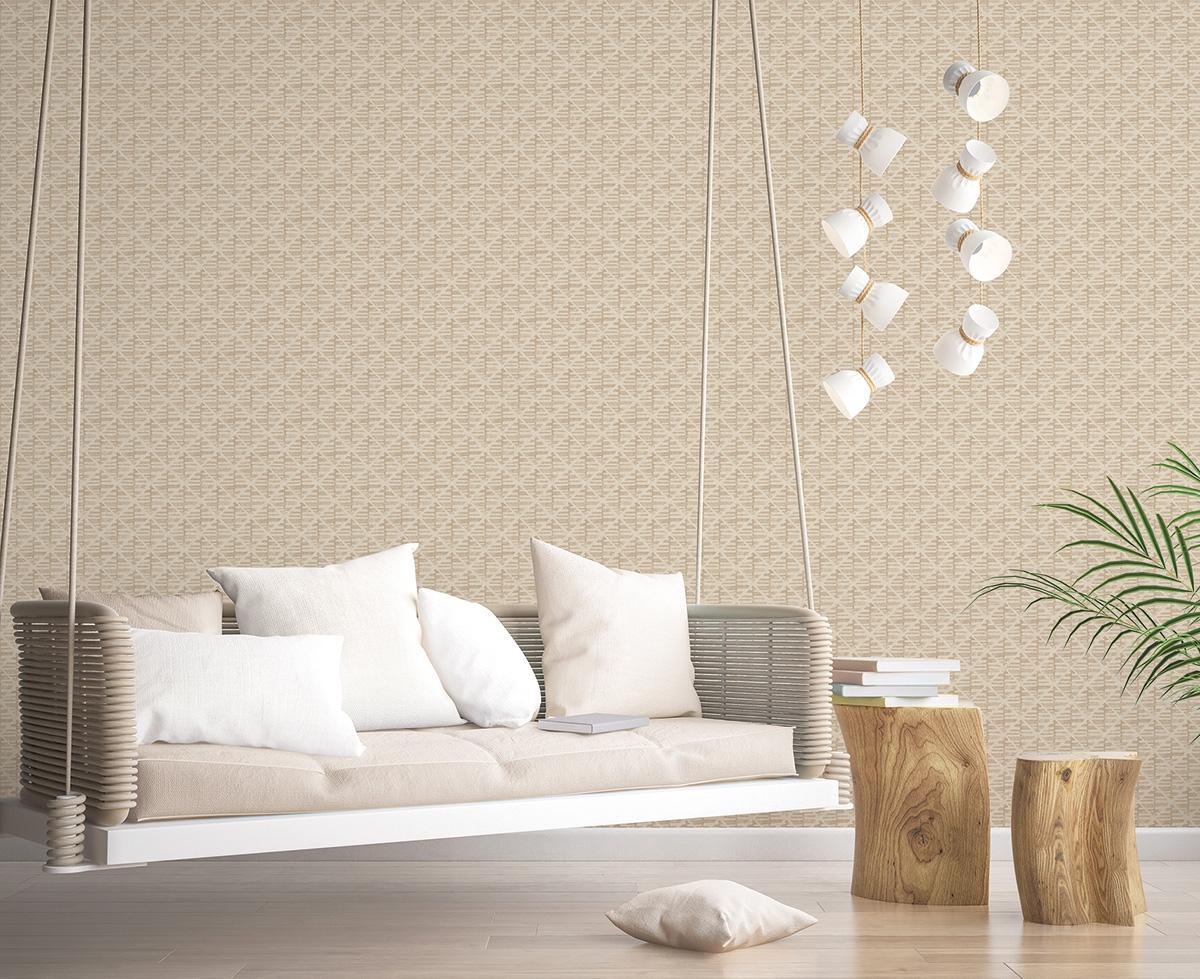 Block Print tapet i brun tapet med rutigt mönster i brun. Från kollektionen bazaar. Nonwoven-material med rak passning. Passar i vardagsrum och matsal.