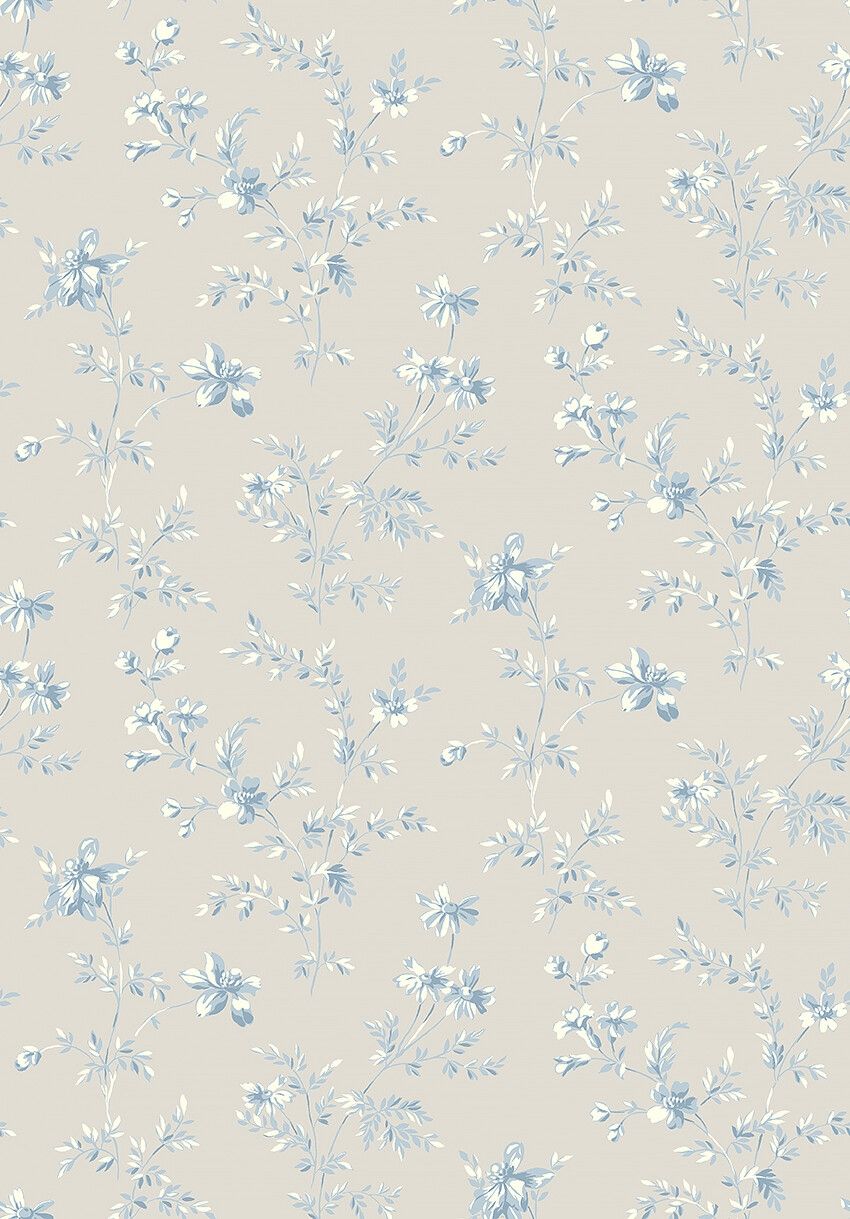 Ängsblomma tapet med blommigt mönster i blå och beige. Från kollektionen timeless traditions. Nonwoven-material med rak passning.