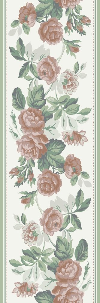 Rosdalen rosa, bård från Midbec tapeter i vit och rosa. Från kollektionen Sommaräng.