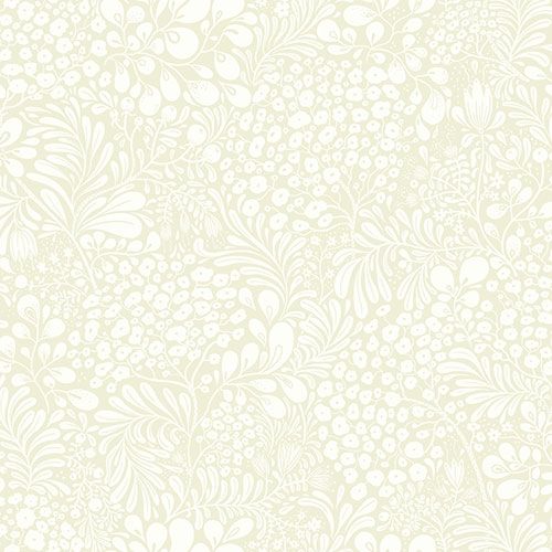 Siv, ljusbeige tapet med blommigt mönster i beige. Från kollektionen Lina 2. Nonwoven-material med förskjuten passning.
