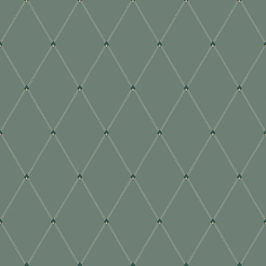 Fredrik tapet med trellis mönster i grå och grön. Från kollektionen timeless traditions. Nonwoven-material med rak passning.