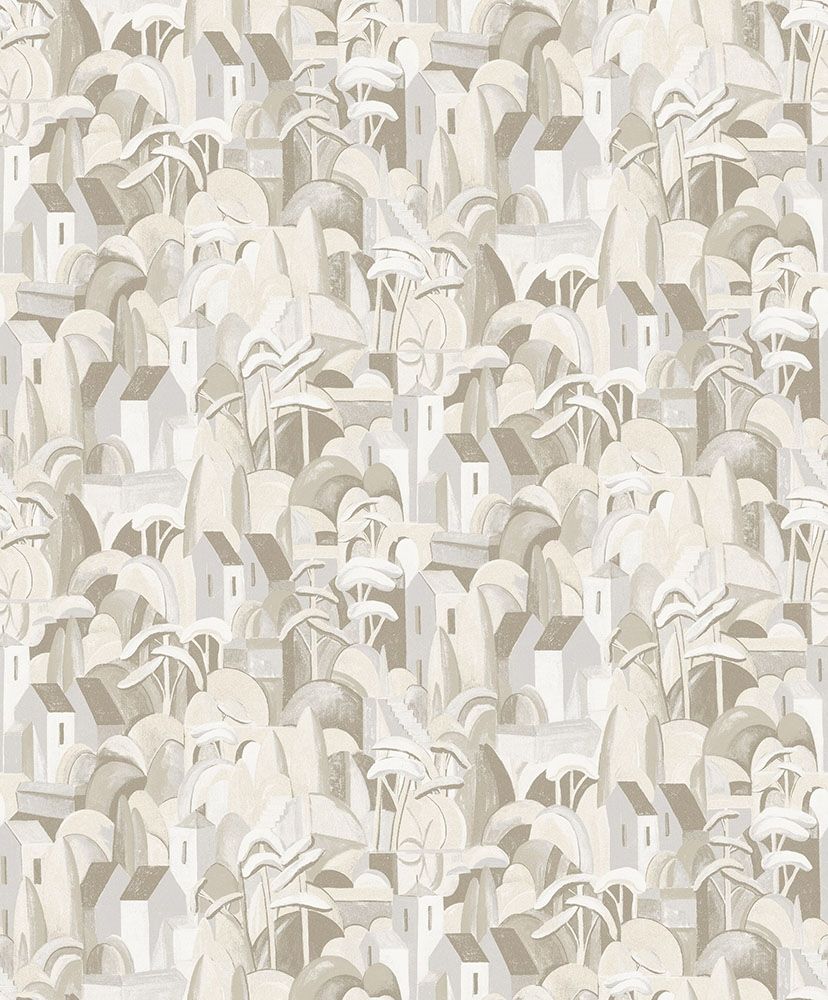 Sobborgo, vit tapet tapet med grafiskt mönster i vit. Från kollektionen Aquila. Nonwoven-material med förskjuten passning.