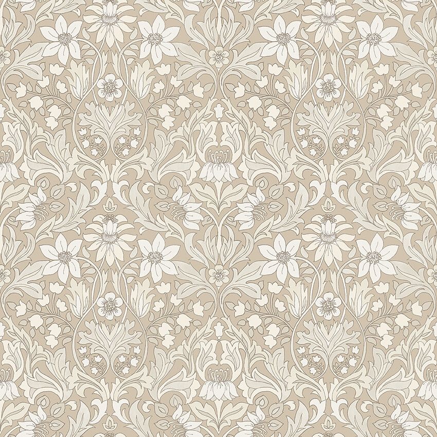 Blomsterfröjd tapet med blommigt mönster i beige. Från kollektionen timeless traditions. Nonwoven-material med rak passning.